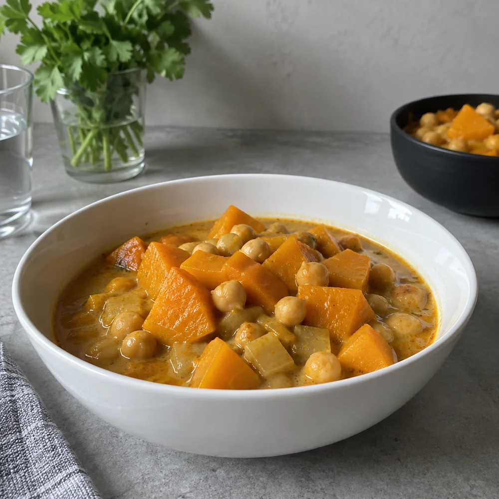 Vegan squash and chickpea curry