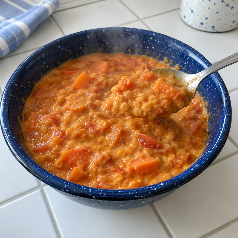 Vegan lentil curry with coconut milk