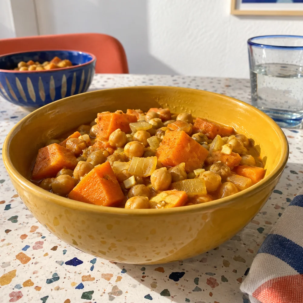Vegan sweet potato and chickpea curry
