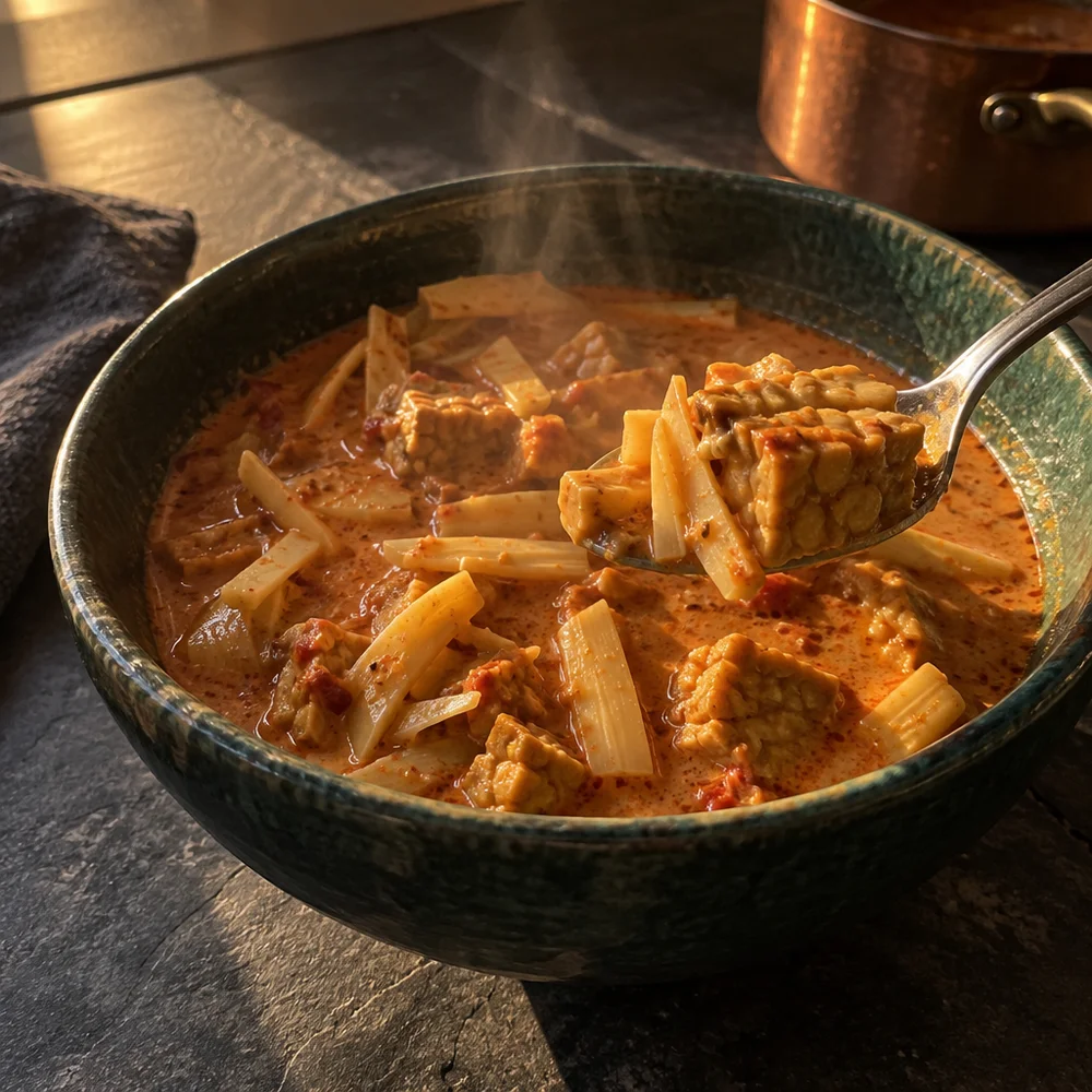 Vegan Thai red tempeh curry