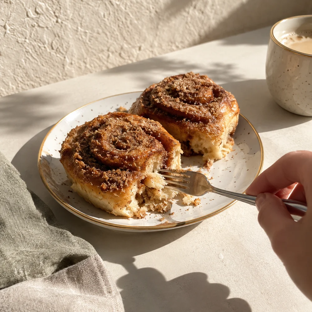 Vegetarian spelt cinnamon rolls with coconut sugar