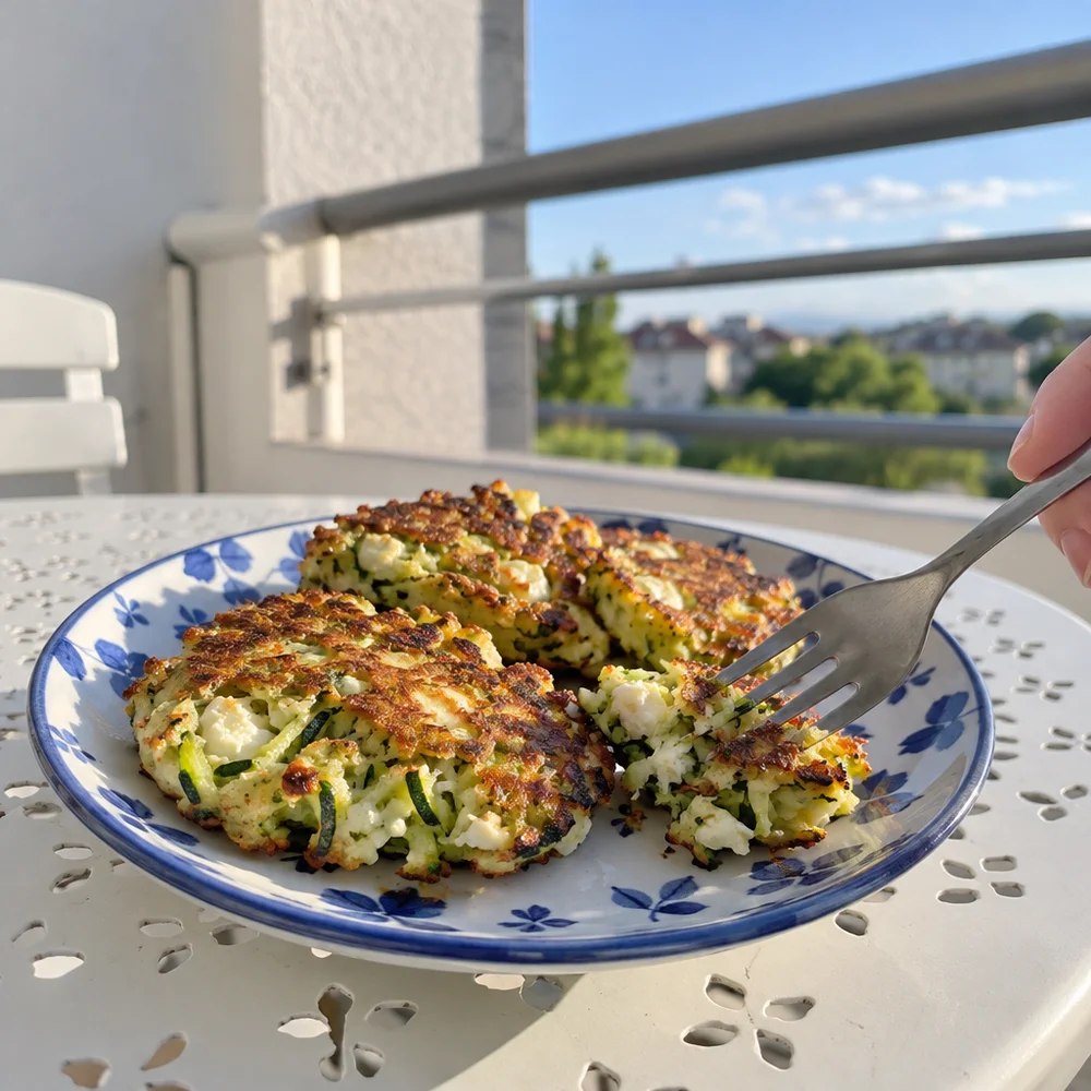 Vegetarian feta and courgette fritters