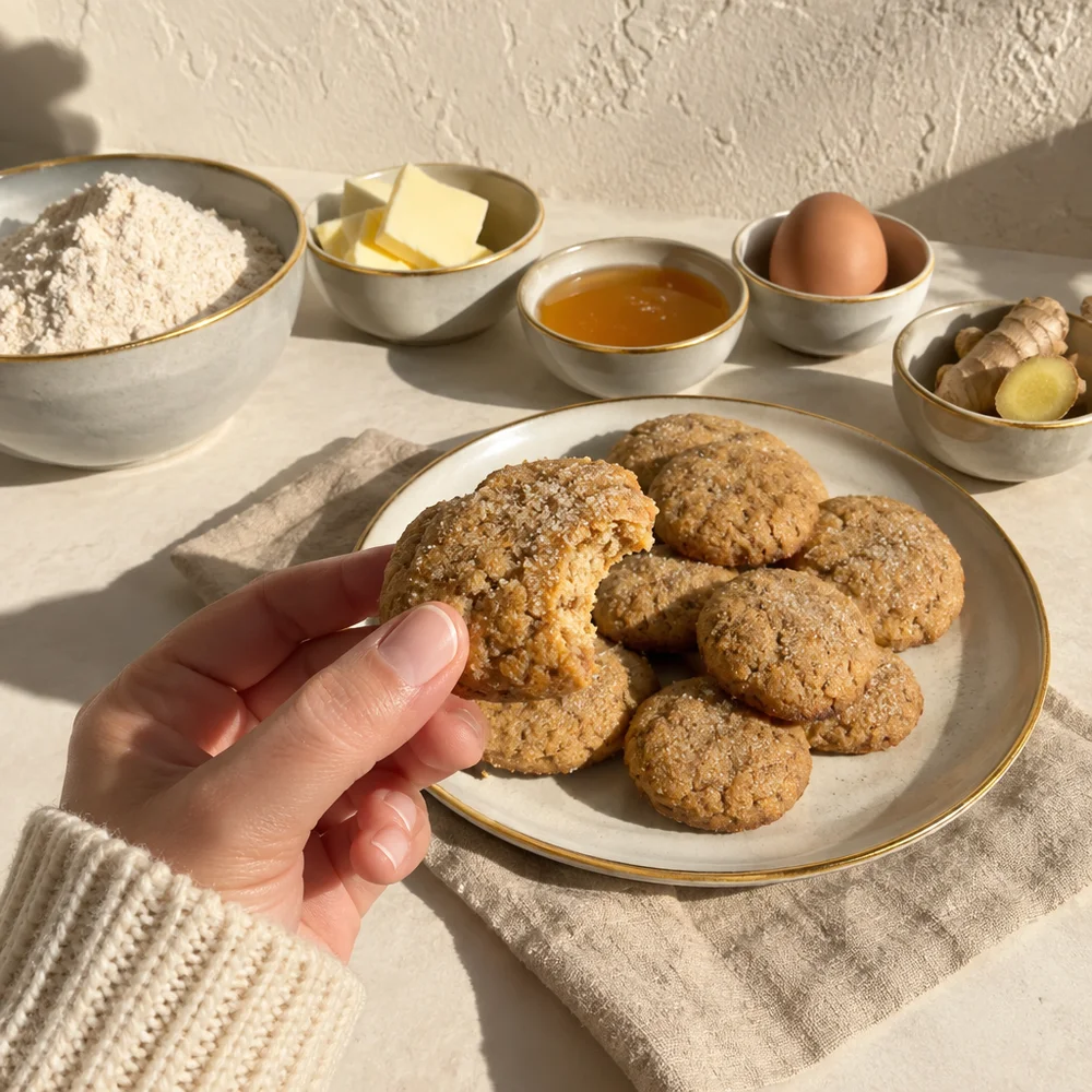 Vegetarian ginger cookies with spelt and honey