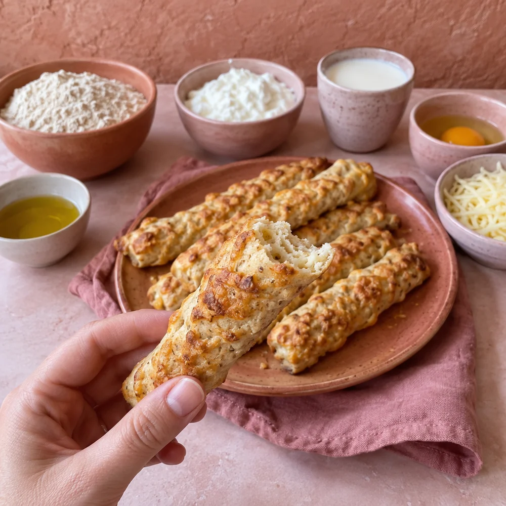 Vegetarian cheese straws with Alpine cheese and spelt