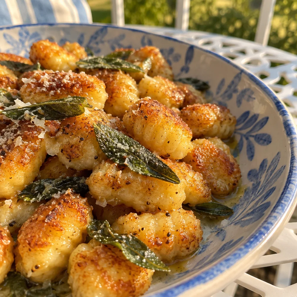 Vegetarian crispy air fryer gnocchi with sage butter