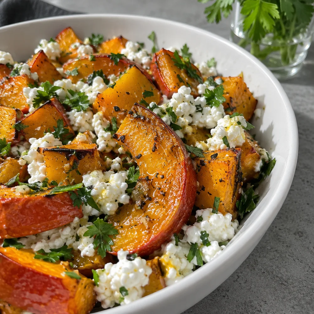 Vegetarian squash and cottage cheese bowl