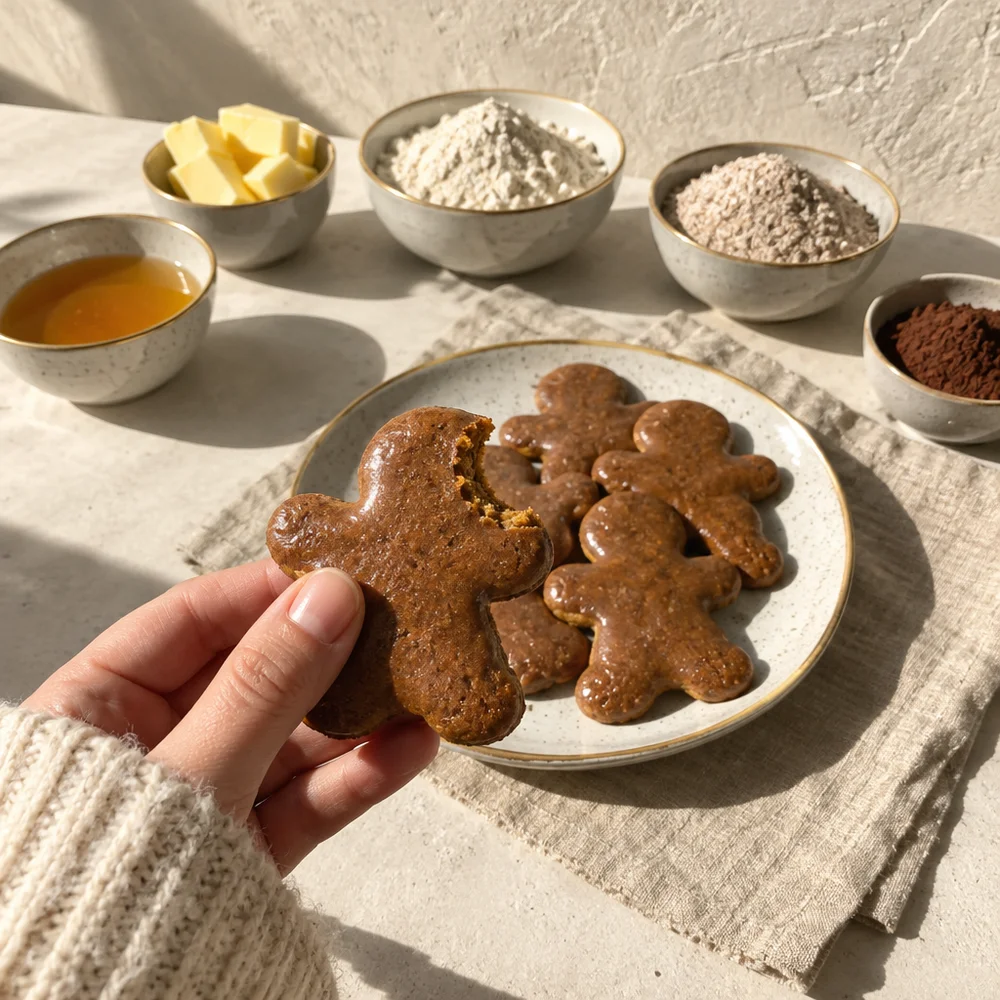 Vegetarian gingerbread men with spelt and honey