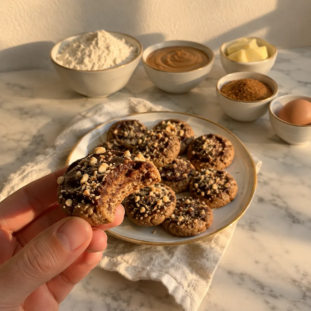 Vegetarian nougat cookies with hazelnut butter and cocoa