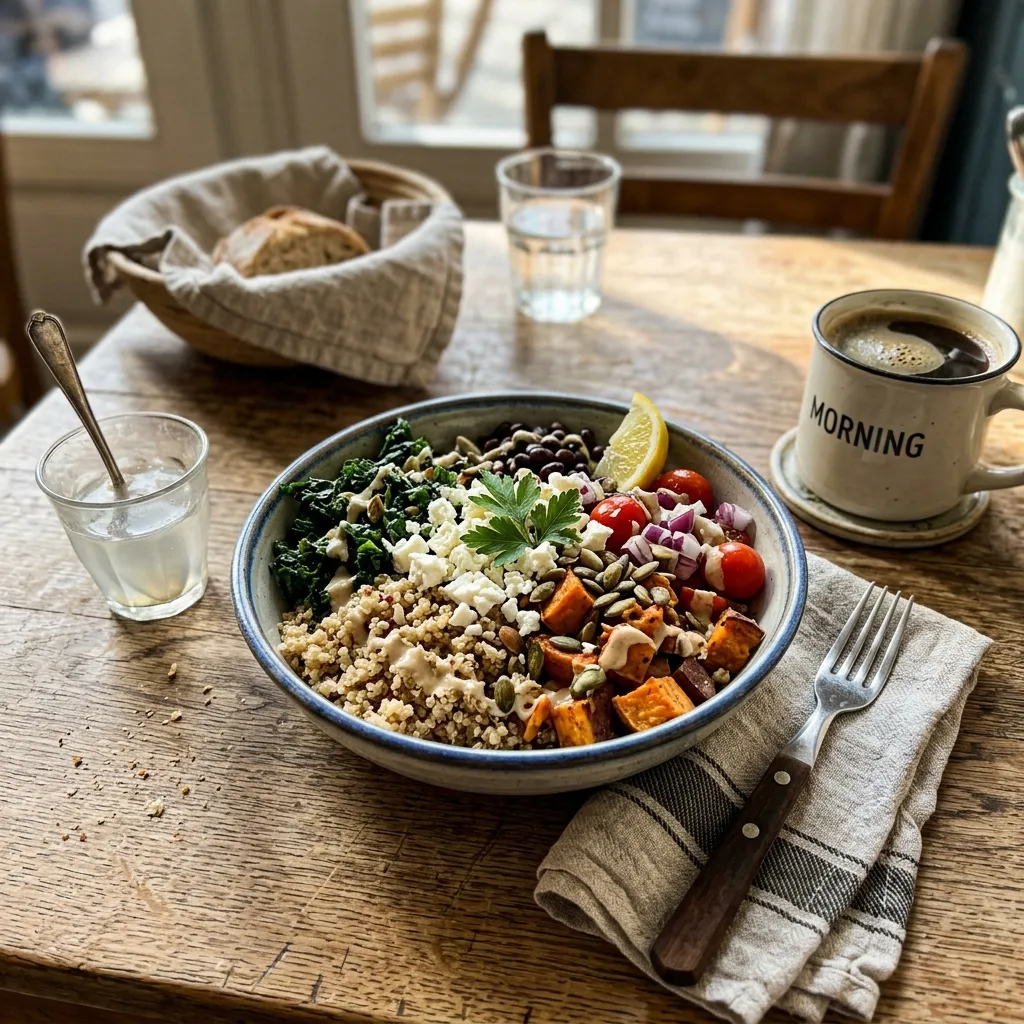 Vegetarian quinoa and feta bowl