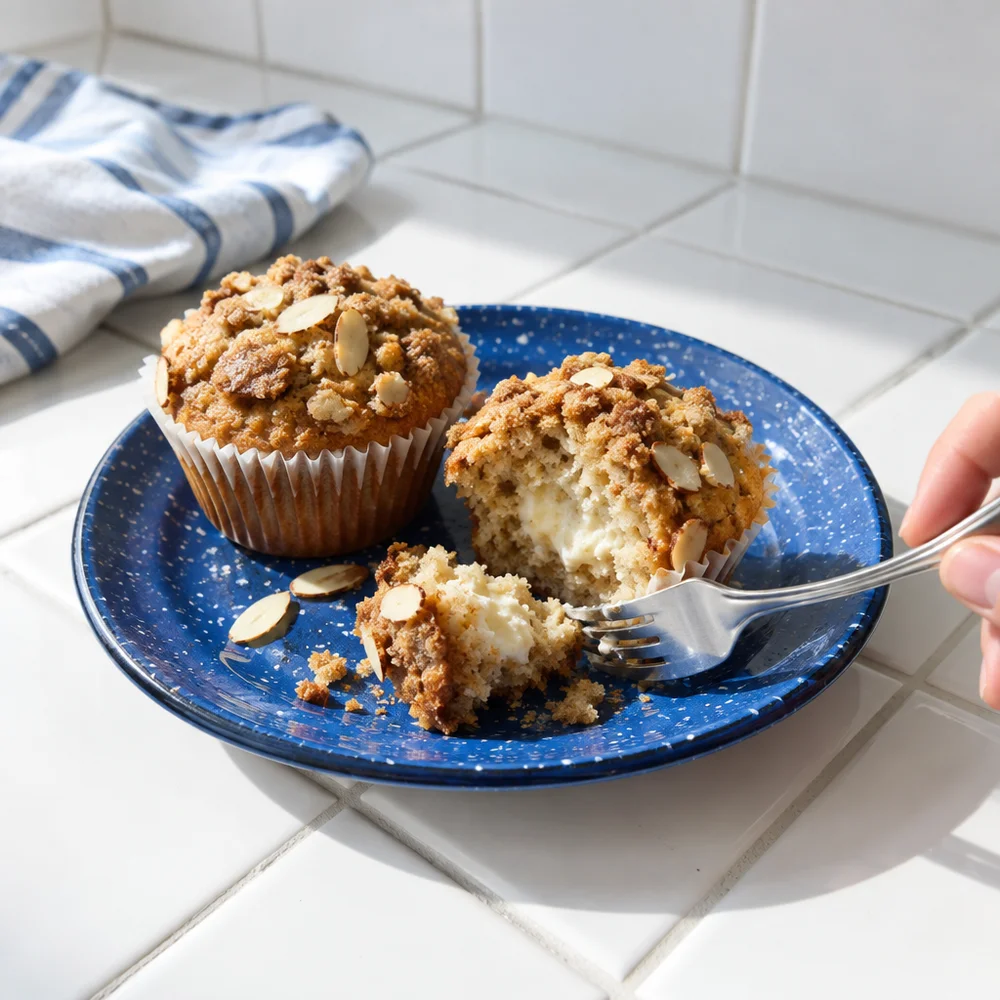 Vegetarian Spekulatius (speculoos) muffins with yoghurt and almonds