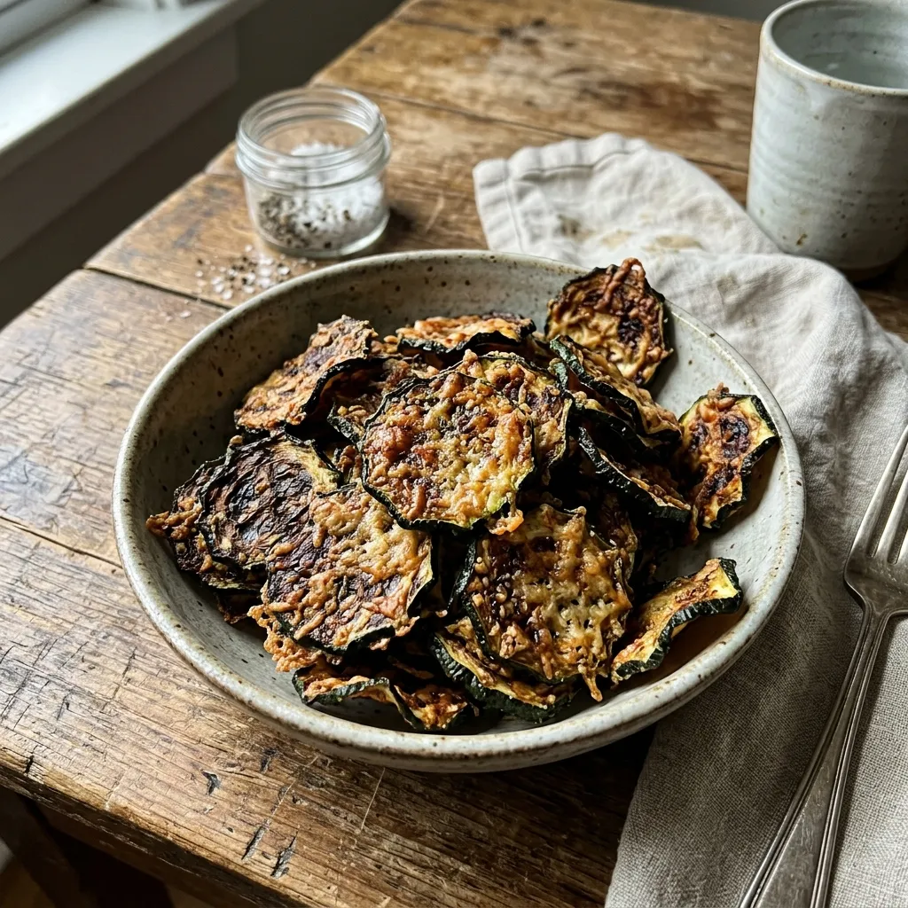 Vegetarian courgette crisps with parmesan