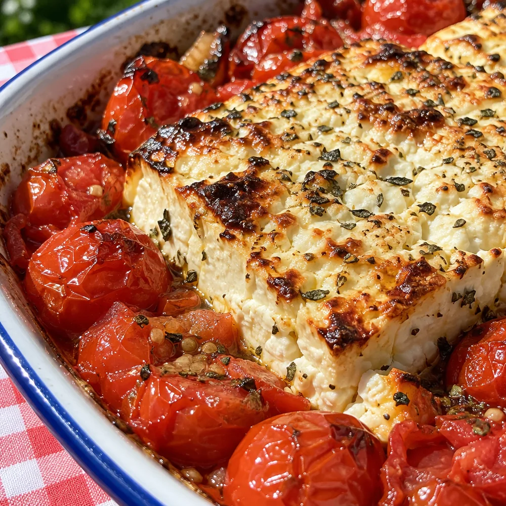 Vegetarian baked feta and tomatoes