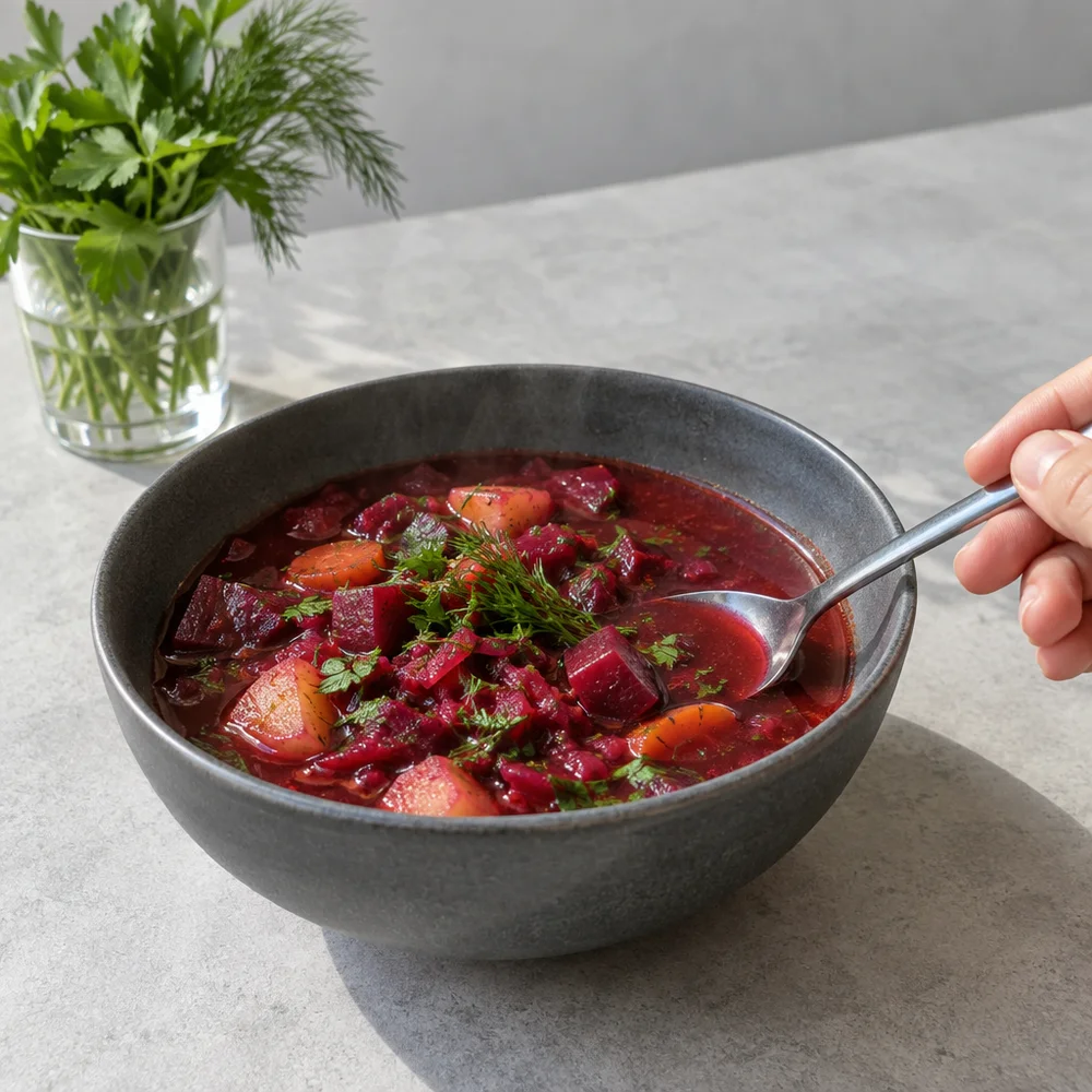 Vegetarian borscht-style beetroot stew