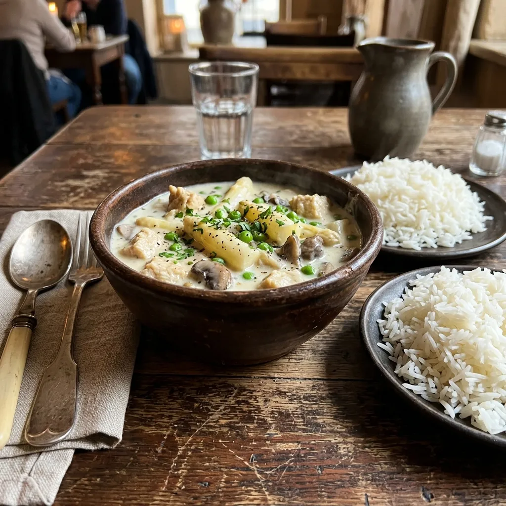 Vegetarian chicken-style fricassee with soya