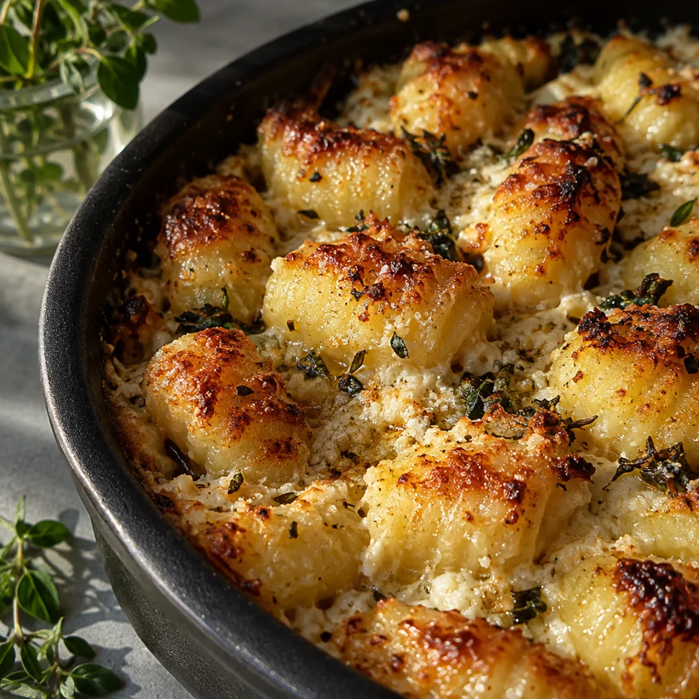 Vegetarian ricotta gnocchi gratin