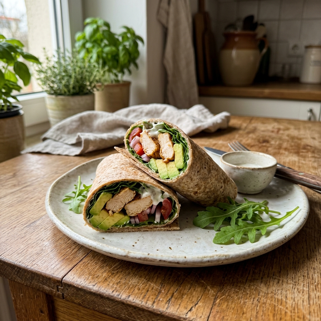 Wholemeal wrap with chicken and avocado