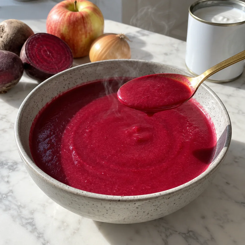 Warming beetroot soup with coconut milk