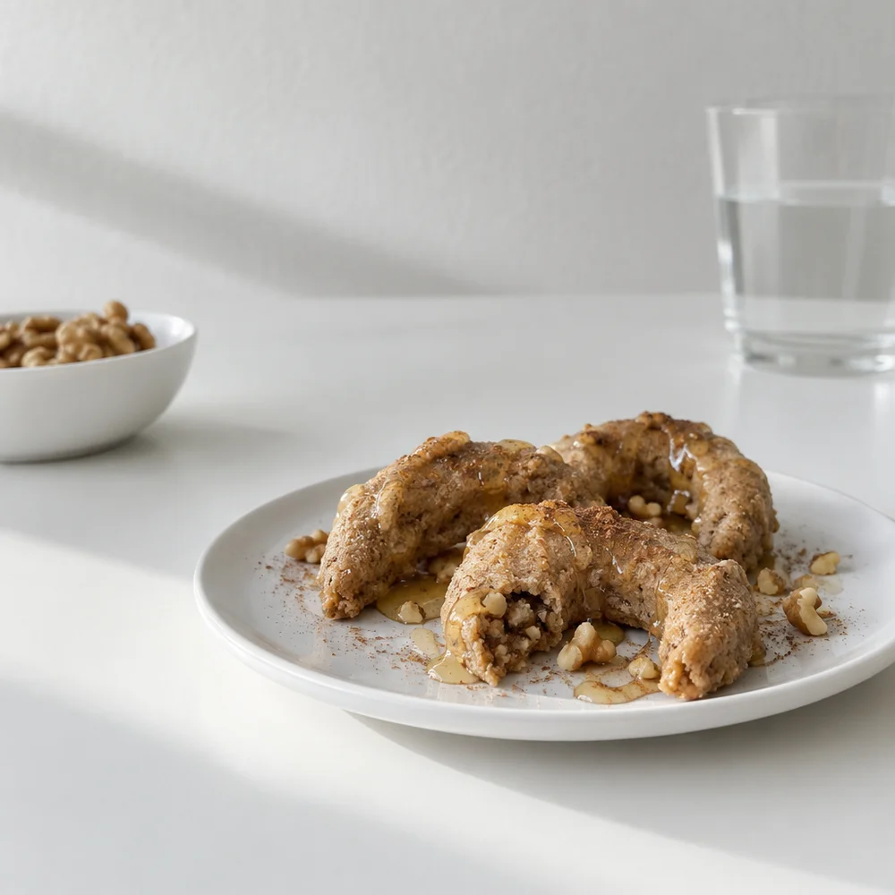 Walnut Kipferl (crescents) with butter, honey and cinnamon