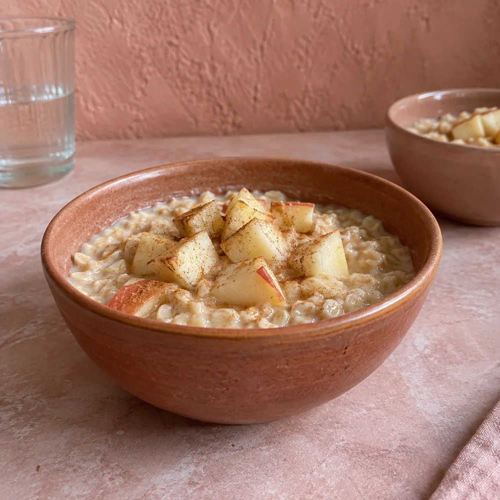Warm apple and cinnamon porridge