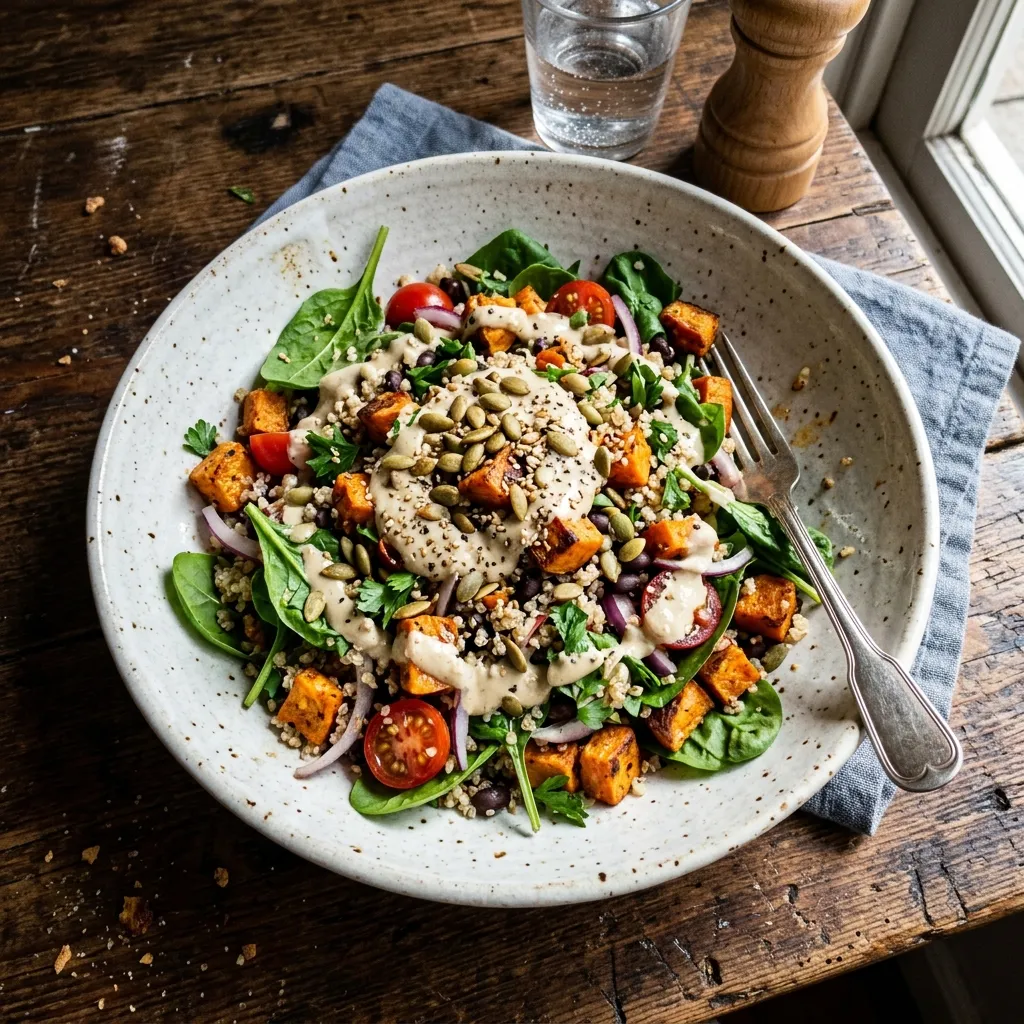 Warm quinoa and sweet potato salad
