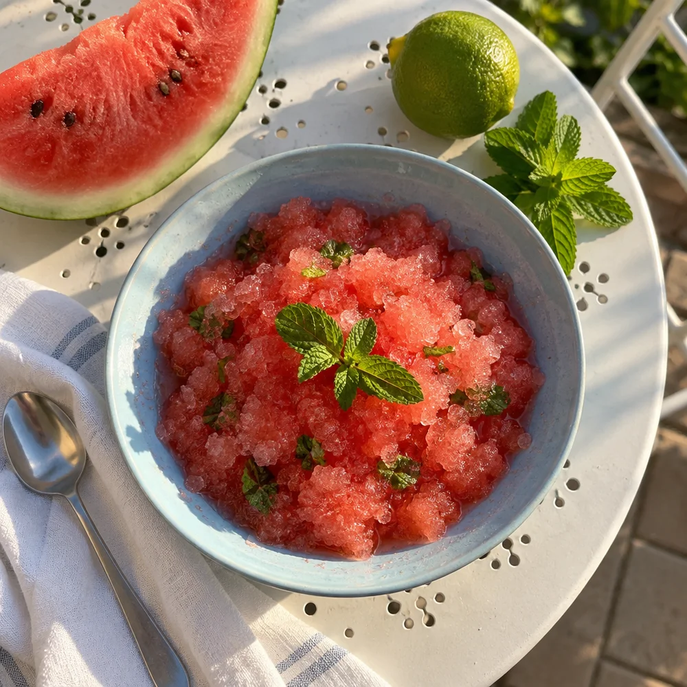 Vegan watermelon mint slush