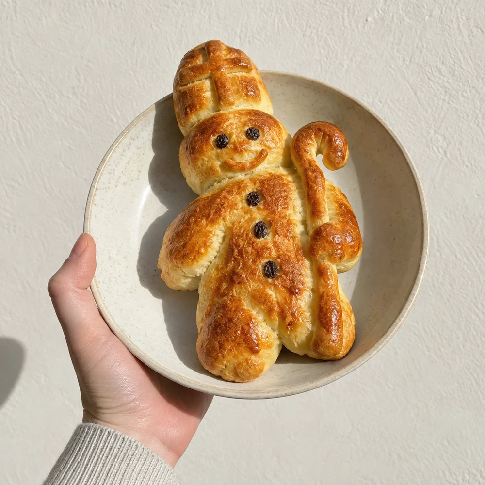 Weckmann (St Martin's bread man) made with quark and oil dough