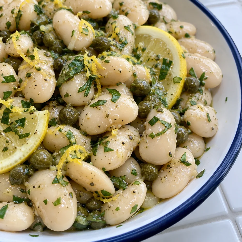 White bean salad with lemon and capers