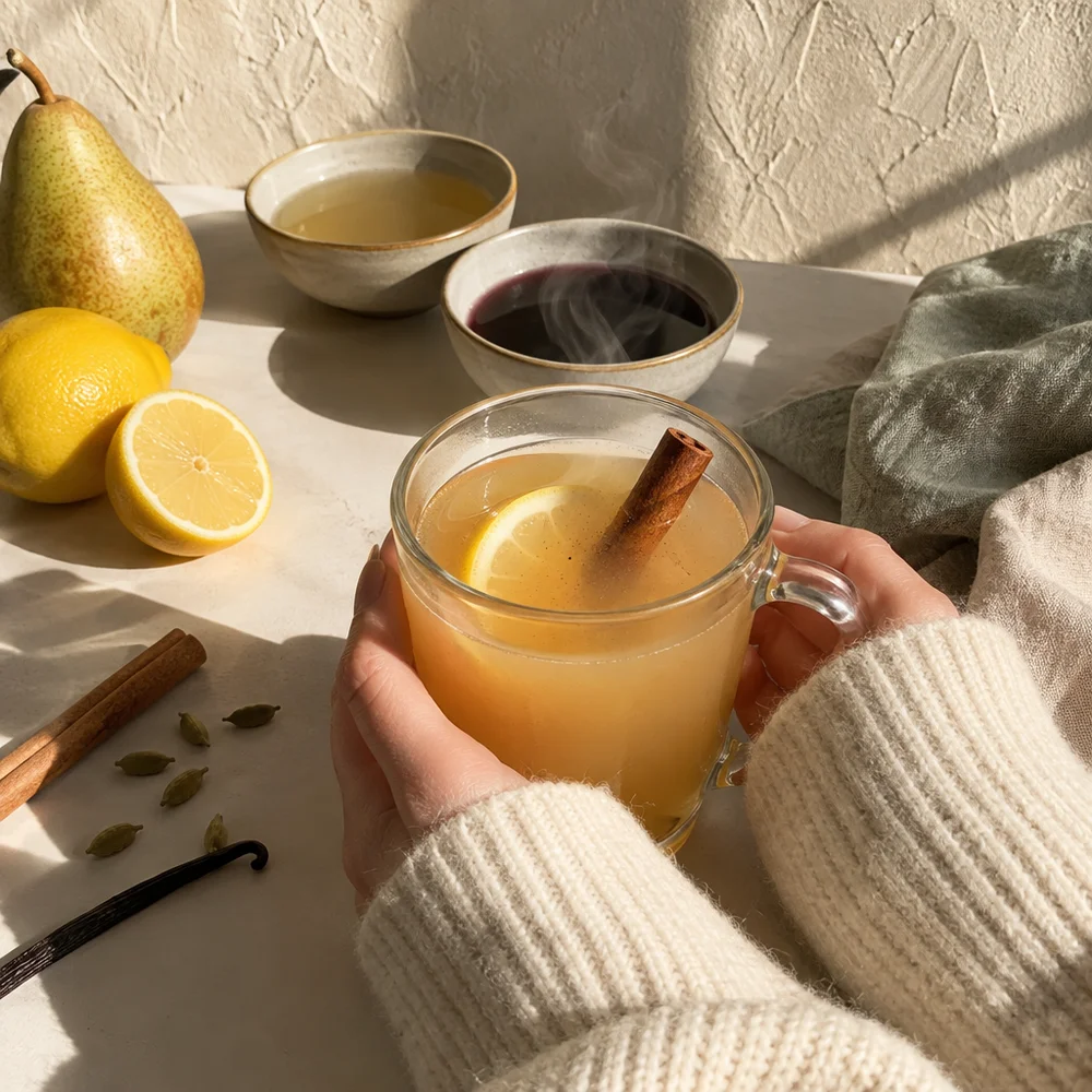 White kids' punch with pear juice and vanilla