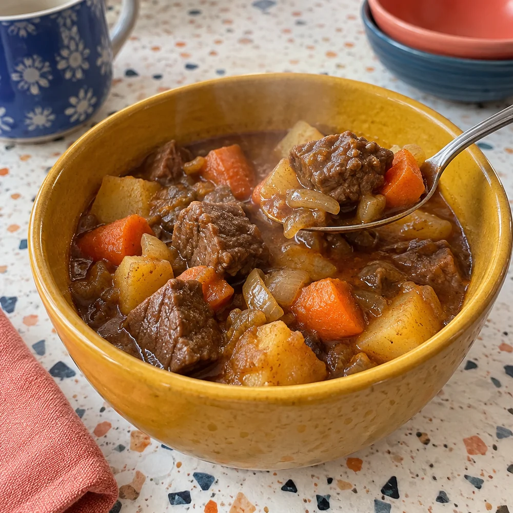 Hearty beef stew with carrots