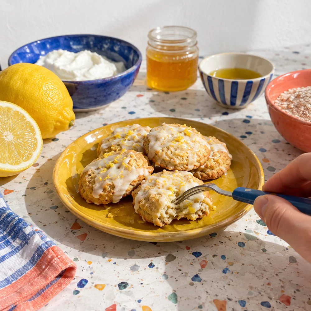 Lemon and quark cookies with spelt and honey