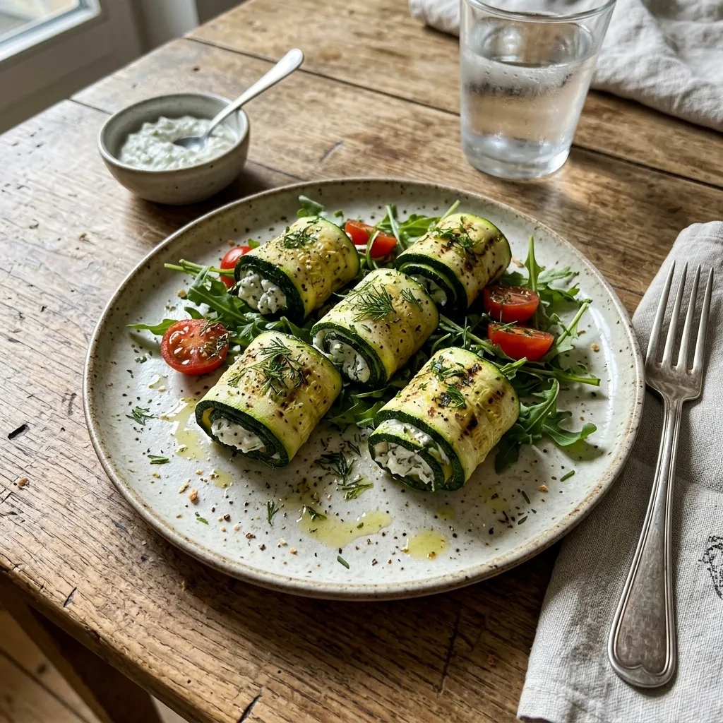 Courgette rolls with low-fat quark