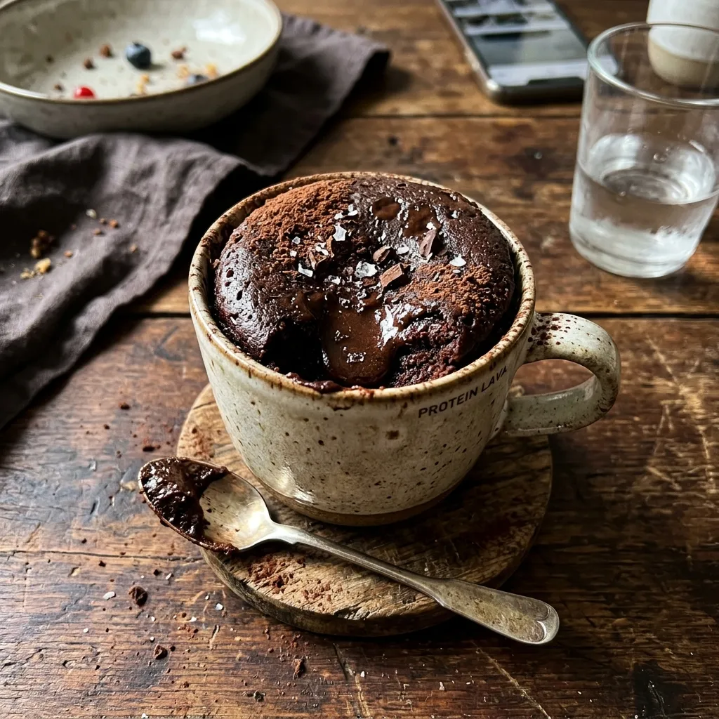 Protein chocolate lava mug cake